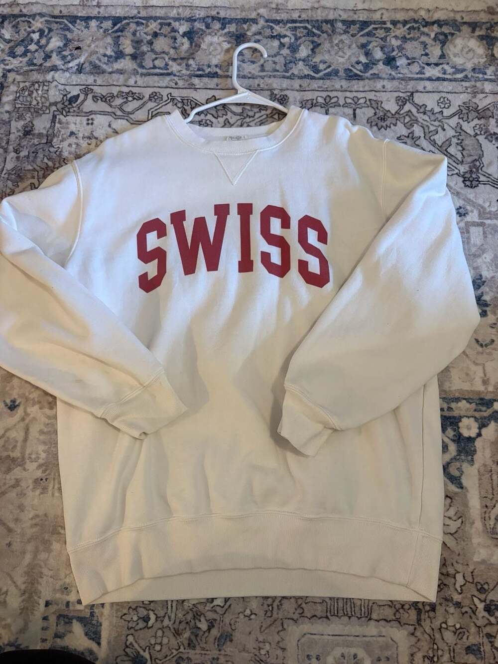 Brandy Melville Swiss Crewneck Sweatshirt White Red